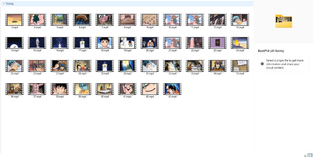 โฟลเดอร์ที่มีไฟล์วิดีโอ 41 ท่อน